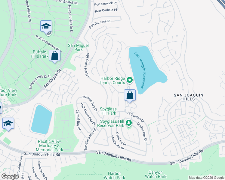 map of restaurants, bars, coffee shops, grocery stores, and more near 18 Narbonne in Newport Beach