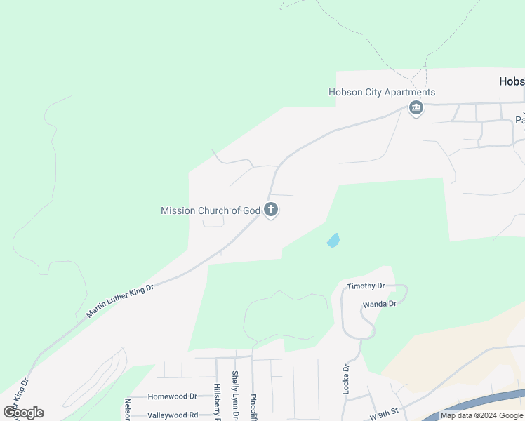 map of restaurants, bars, coffee shops, grocery stores, and more near Martin Luther King Drive in Calhoun County