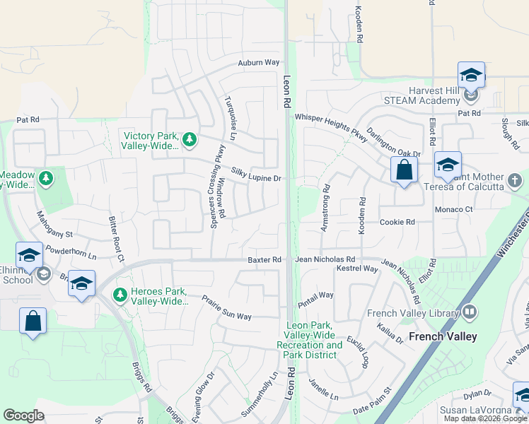 map of restaurants, bars, coffee shops, grocery stores, and more near 30949 Red Spruce St in Murrieta
