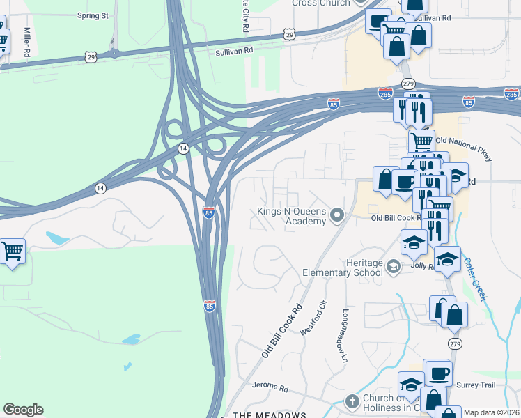 map of restaurants, bars, coffee shops, grocery stores, and more near 3110 Godby Road in College Park