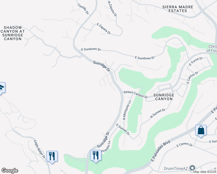 map of restaurants, bars, coffee shops, grocery stores, and more near 14213 Desert Flower Drive in Fountain Hills