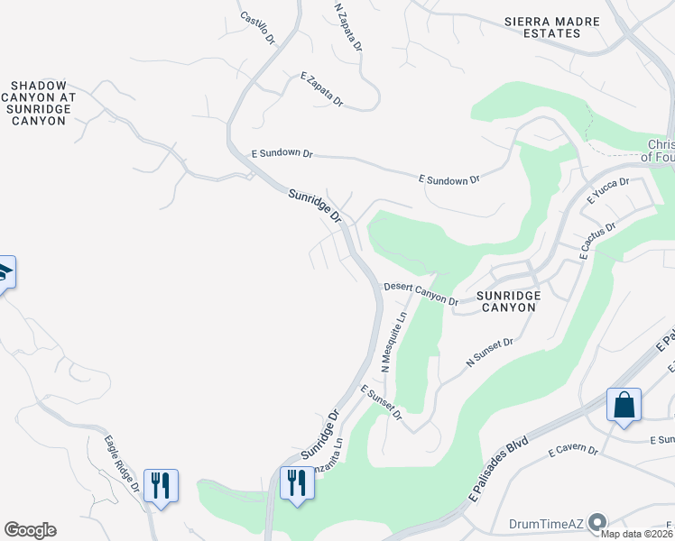 map of restaurants, bars, coffee shops, grocery stores, and more near 14213 Desert Flower Drive in Fountain Hills