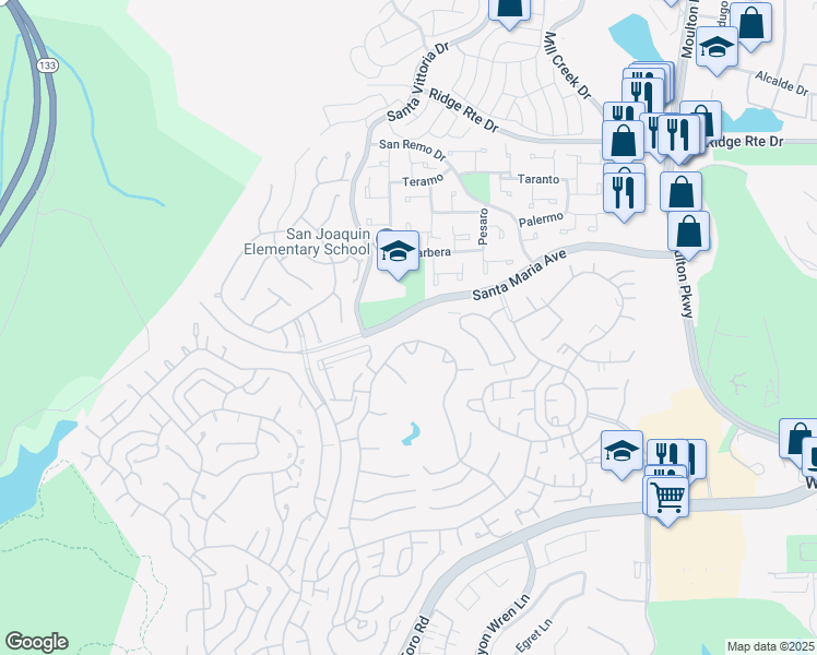 map of restaurants, bars, coffee shops, grocery stores, and more near 5499 Paseo Del Lago West in Laguna Woods