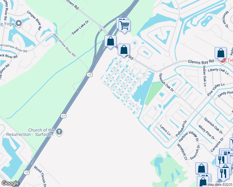 map of restaurants, bars, coffee shops, grocery stores, and more near 8862 Cloister Drive in Myrtle Beach