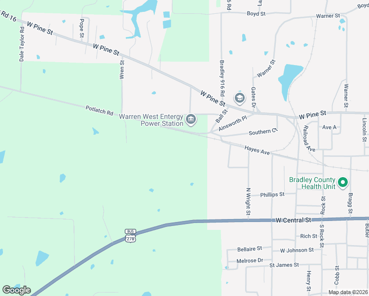 map of restaurants, bars, coffee shops, grocery stores, and more near 158 Bradley 17 Road South in Warren