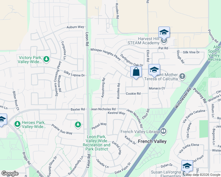 map of restaurants, bars, coffee shops, grocery stores, and more near 31254 Spice Bush Circle in Winchester