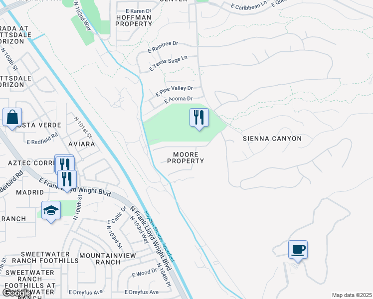 map of restaurants, bars, coffee shops, grocery stores, and more near 10559 East Sheena Drive in Scottsdale