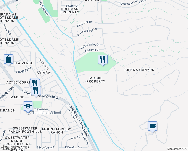 map of restaurants, bars, coffee shops, grocery stores, and more near 10559 East Sheena Drive in Scottsdale
