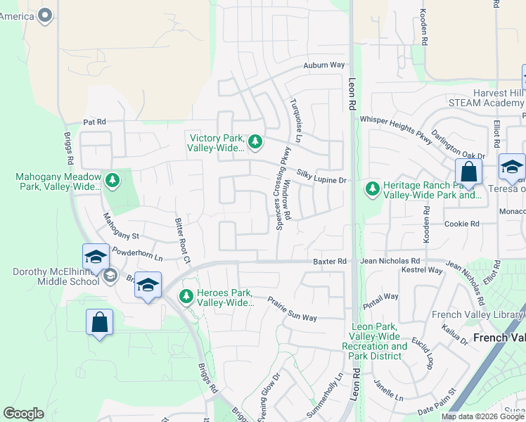 map of restaurants, bars, coffee shops, grocery stores, and more near 34859 Heartland Lane in Murrieta