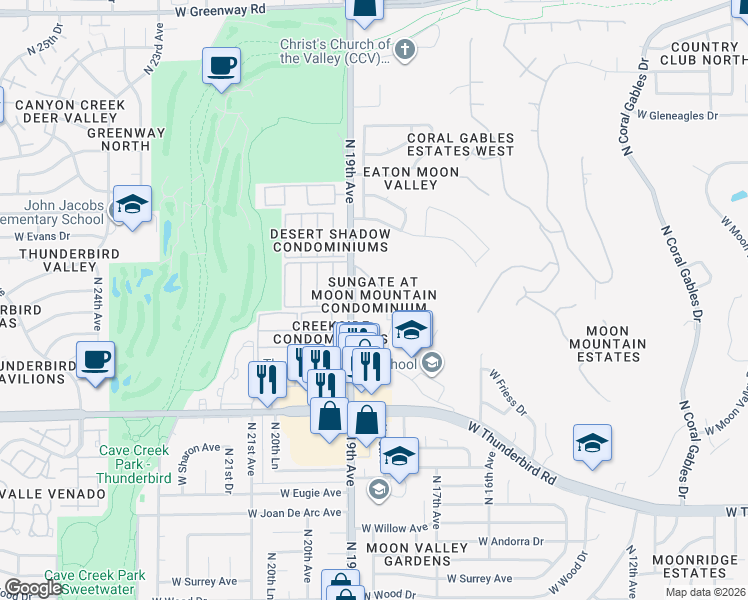 map of restaurants, bars, coffee shops, grocery stores, and more near 14203 North 19th Avenue in Phoenix
