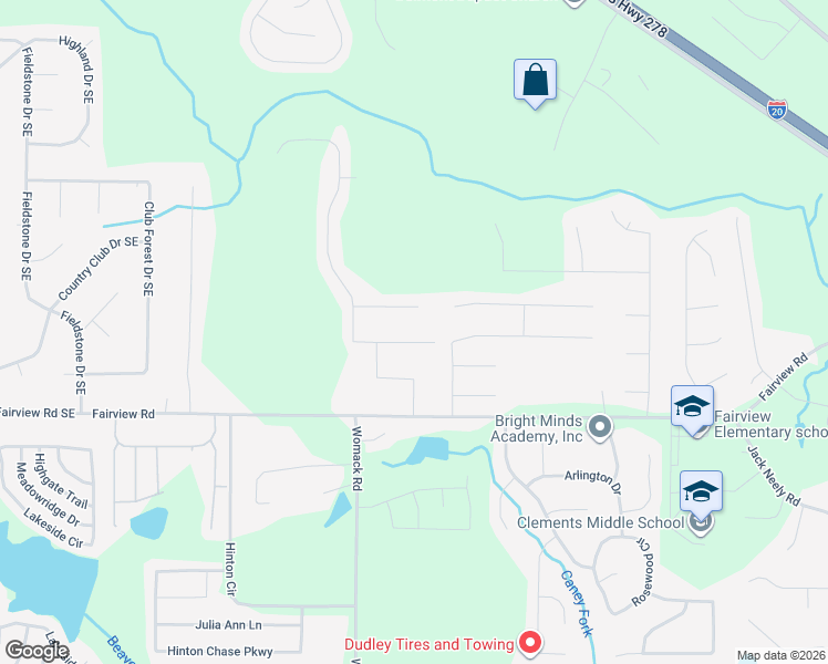 map of restaurants, bars, coffee shops, grocery stores, and more near 30 Flowers Drive in Covington