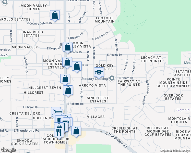 map of restaurants, bars, coffee shops, grocery stores, and more near 14201 North 10th Street in Phoenix