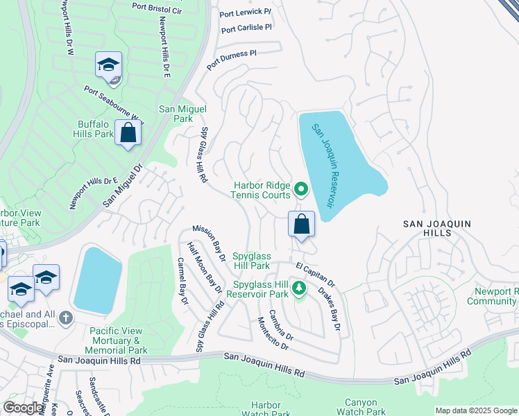 map of restaurants, bars, coffee shops, grocery stores, and more near 24 Narbonne in Newport Beach