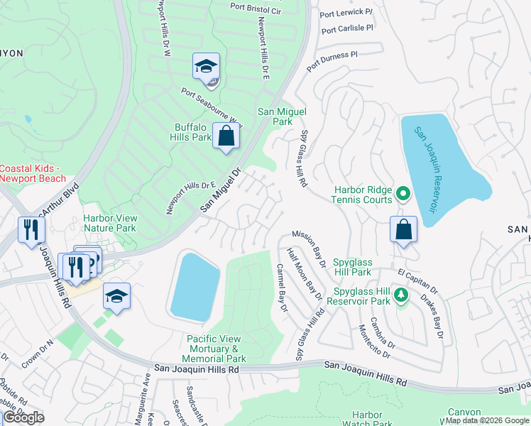 map of restaurants, bars, coffee shops, grocery stores, and more near 2011 Yacht Resolute in Newport Beach