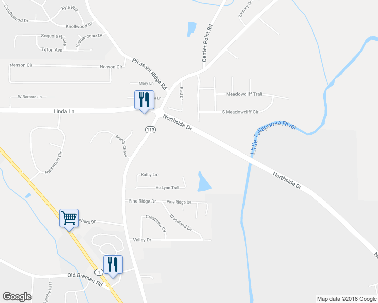 map of restaurants, bars, coffee shops, grocery stores, and more near 1420 Northside Drive in Carrollton