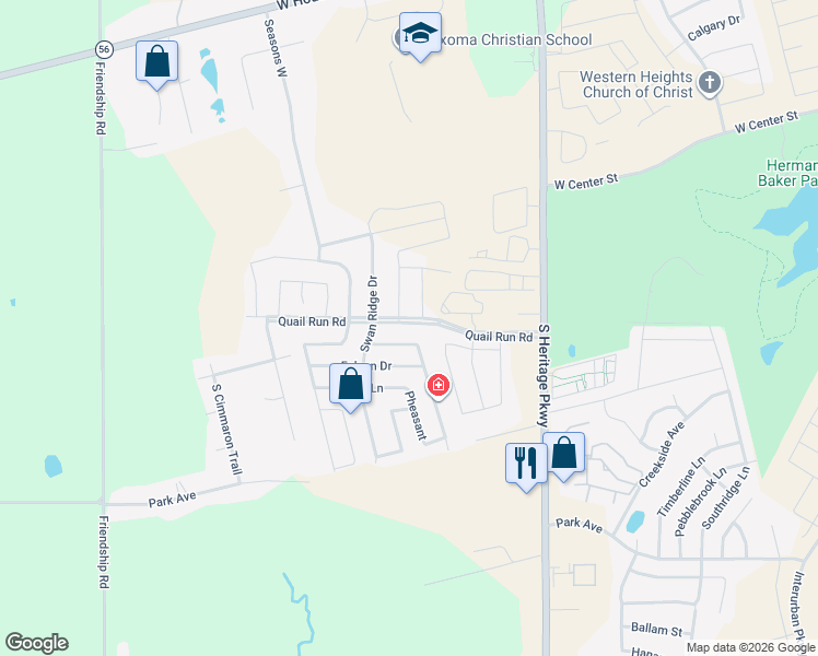 map of restaurants, bars, coffee shops, grocery stores, and more near 4304 Quail Run Road in Sherman