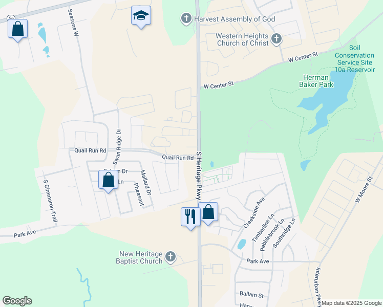 map of restaurants, bars, coffee shops, grocery stores, and more near 1000 South Farm to Market Road 1417 in Sherman