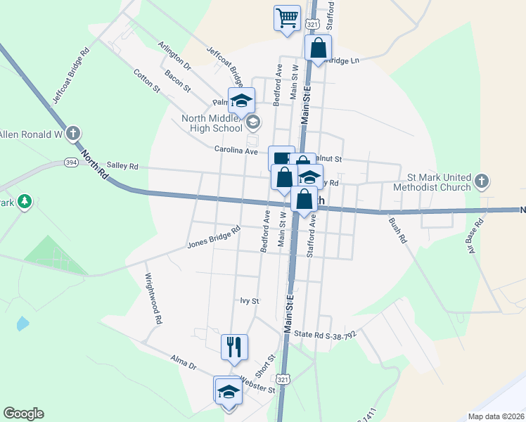 map of restaurants, bars, coffee shops, grocery stores, and more near 706 Bedford Avenue in North