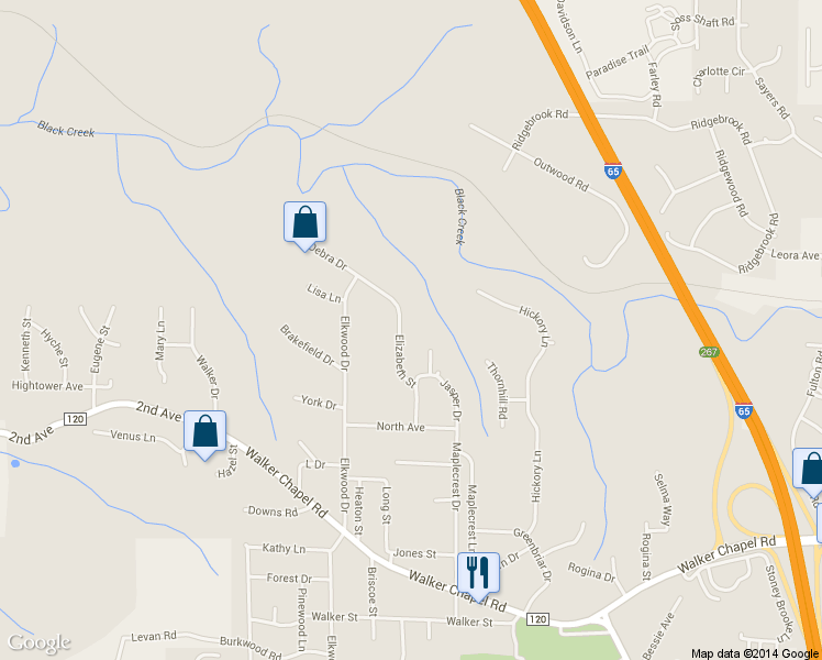 map of restaurants, bars, coffee shops, grocery stores, and more near 2801 Debra Dr in Fultondale