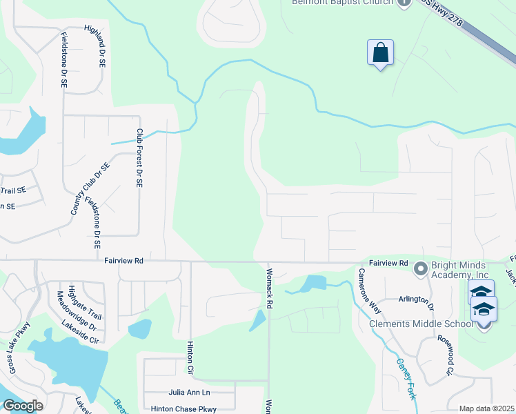 map of restaurants, bars, coffee shops, grocery stores, and more near 125 Flowers Drive in Covington