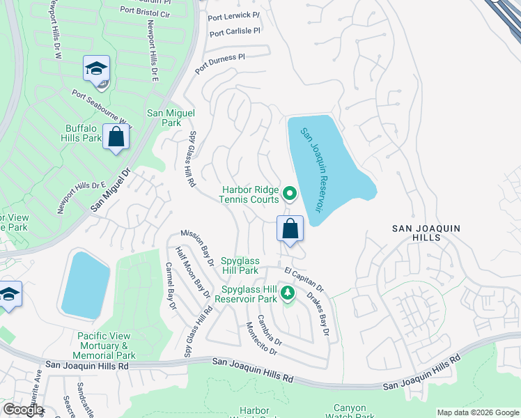 map of restaurants, bars, coffee shops, grocery stores, and more near 4 Geneve in Newport Beach