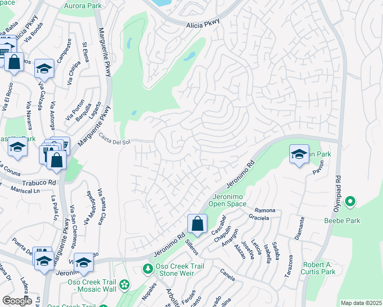 map of restaurants, bars, coffee shops, grocery stores, and more near 27932 Torroba in Mission Viejo