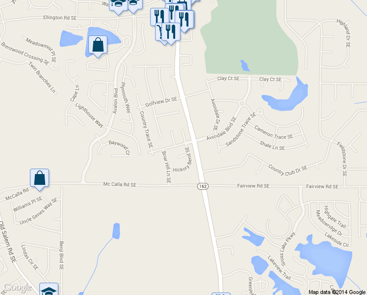 map of restaurants, bars, coffee shops, grocery stores, and more near 2145 Country Walk Way Southeast in Conyers