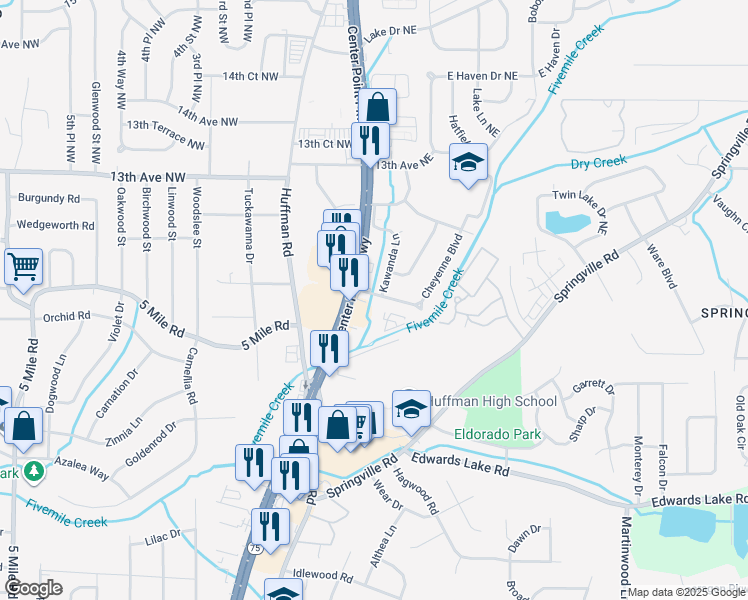 map of restaurants, bars, coffee shops, grocery stores, and more near 209 Cheyenne Boulevard in Birmingham