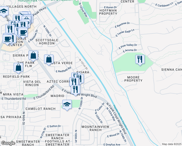 map of restaurants, bars, coffee shops, grocery stores, and more near 10080 East Sheena Drive in Scottsdale