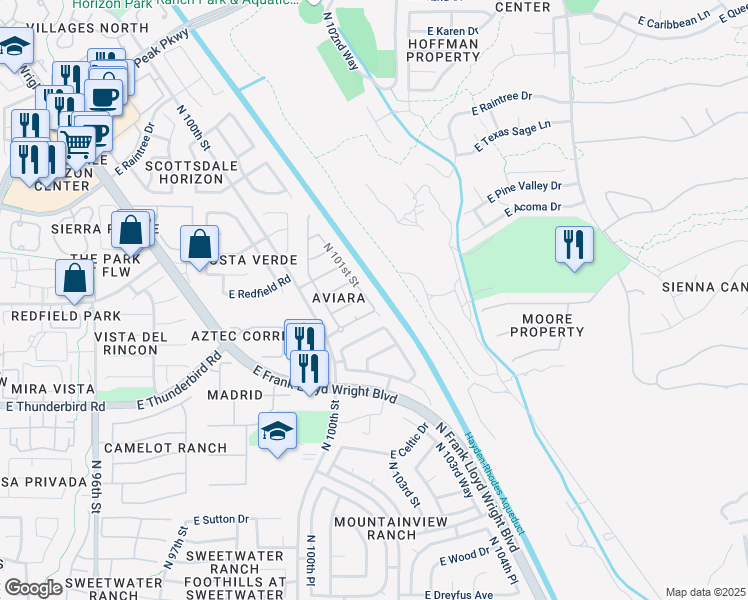 map of restaurants, bars, coffee shops, grocery stores, and more near 10080 East Sheena Drive in Scottsdale