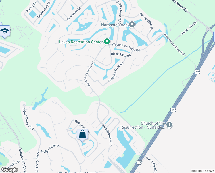 map of restaurants, bars, coffee shops, grocery stores, and more near 226 Catawba River Road in Myrtle Beach