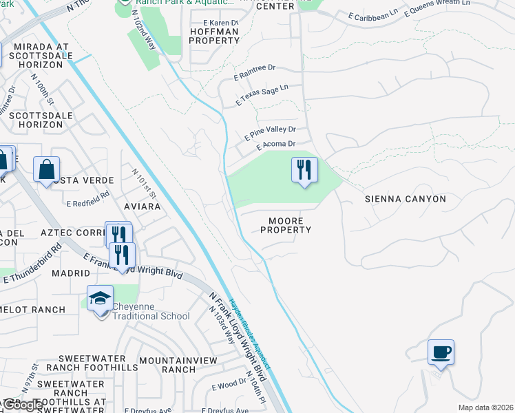map of restaurants, bars, coffee shops, grocery stores, and more near 10455 East Sheena Drive in Scottsdale