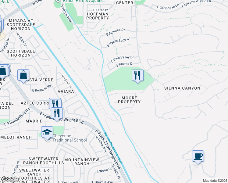 map of restaurants, bars, coffee shops, grocery stores, and more near 10455 East Sheena Drive in Scottsdale