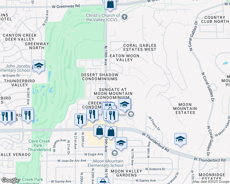 map of restaurants, bars, coffee shops, grocery stores, and more near 14203 North 19th Avenue in Phoenix