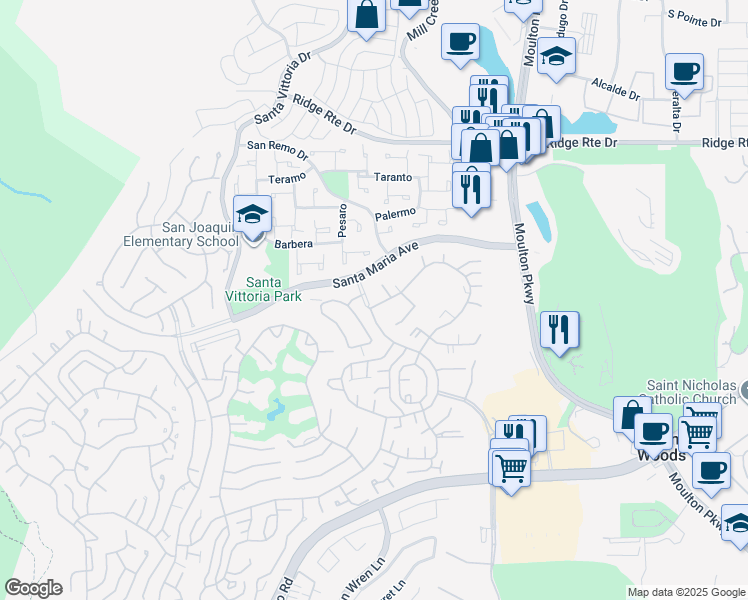 map of restaurants, bars, coffee shops, grocery stores, and more near 3090 Via Serena North in Laguna Woods