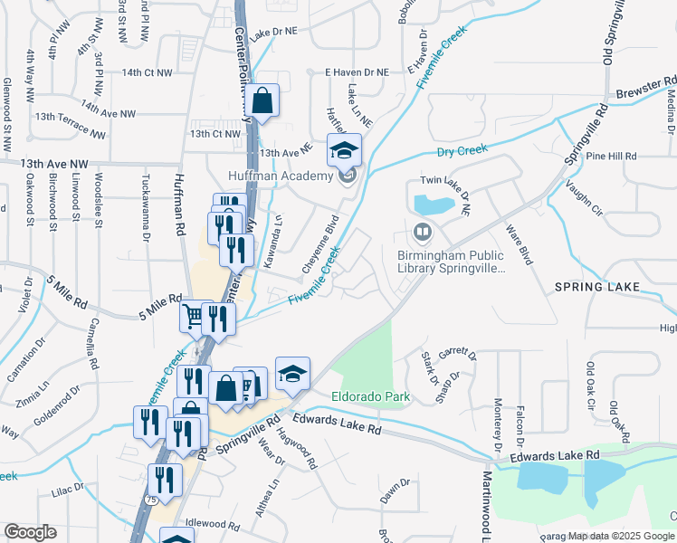 map of restaurants, bars, coffee shops, grocery stores, and more near 1063 Villa Rica Court in Birmingham