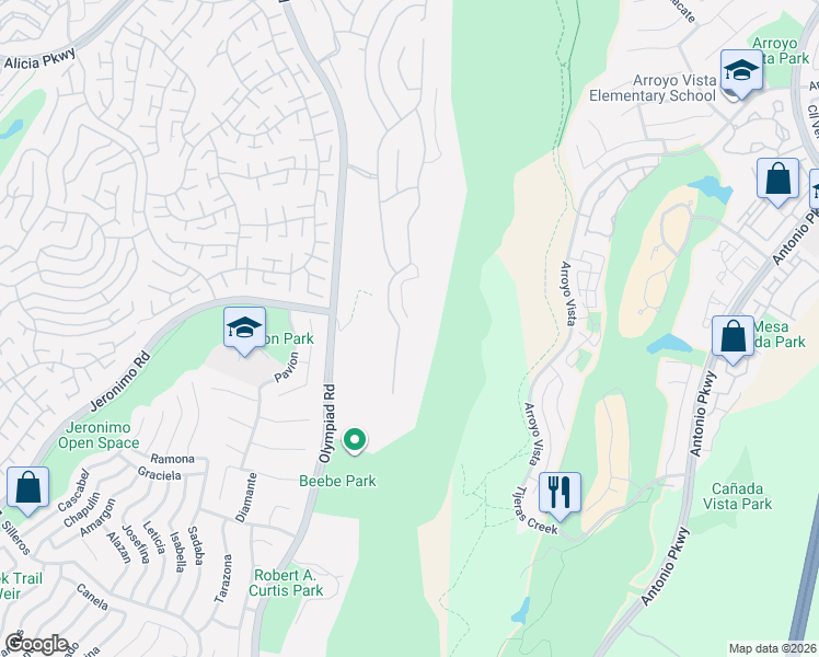 map of restaurants, bars, coffee shops, grocery stores, and more near 23938 Skyline in Mission Viejo
