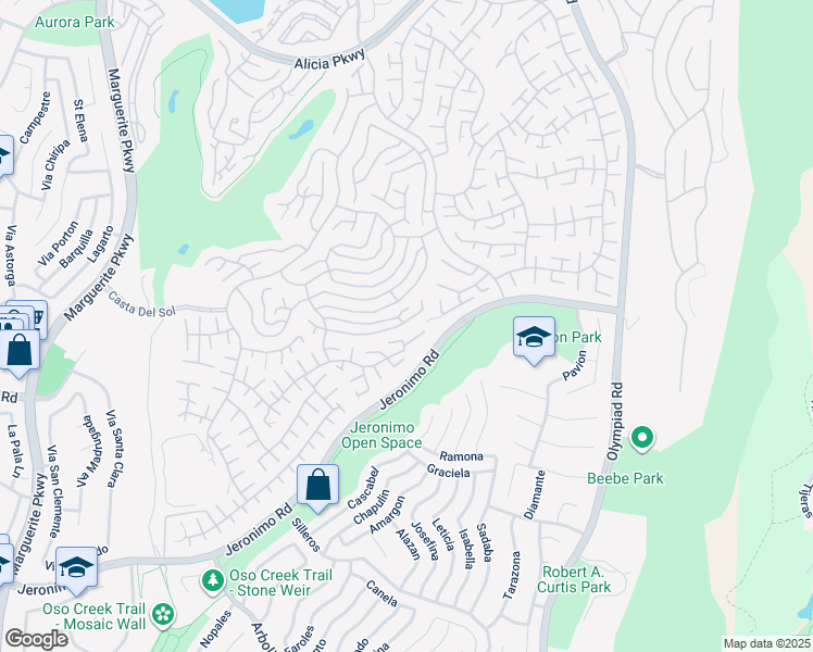 map of restaurants, bars, coffee shops, grocery stores, and more near 28162 Via Cernuda in Mission Viejo