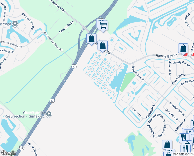 map of restaurants, bars, coffee shops, grocery stores, and more near 8862 Cloister Drive in Myrtle Beach