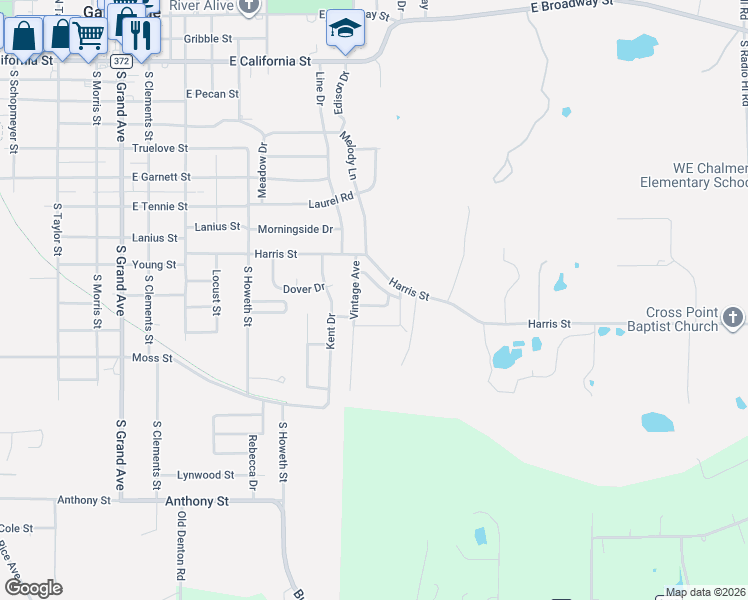 map of restaurants, bars, coffee shops, grocery stores, and more near 1815 Vallana Drive in Gainesville