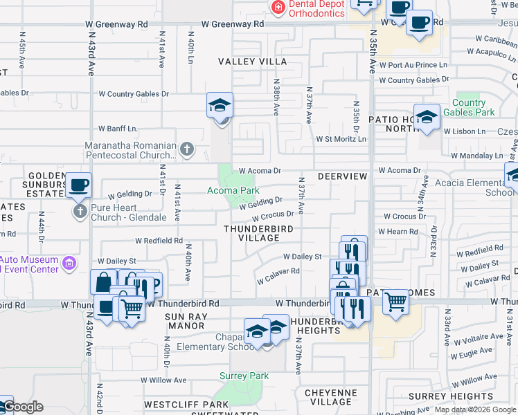 map of restaurants, bars, coffee shops, grocery stores, and more near in Phoenix
