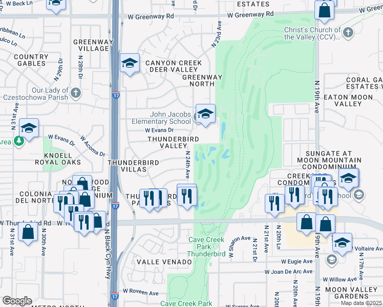 map of restaurants, bars, coffee shops, grocery stores, and more near 14059 North 24th Avenue in Phoenix