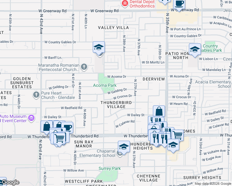 map of restaurants, bars, coffee shops, grocery stores, and more near in Phoenix