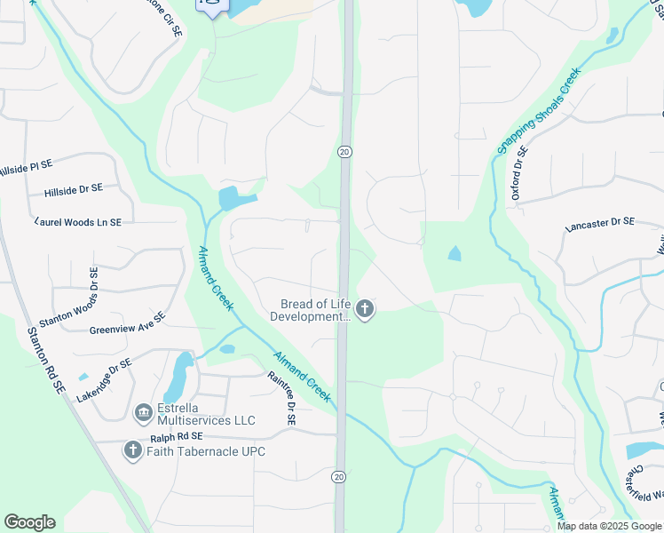 map of restaurants, bars, coffee shops, grocery stores, and more near 2815 Georgia 20 in Conyers