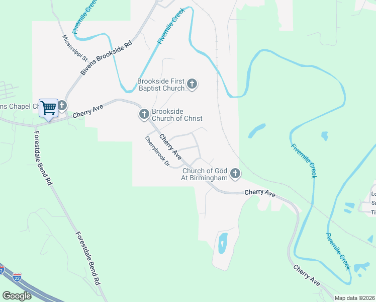 map of restaurants, bars, coffee shops, grocery stores, and more near 3307 Cherry Avenue in Birmingham