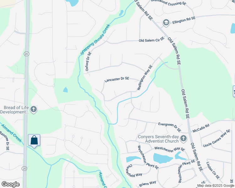 map of restaurants, bars, coffee shops, grocery stores, and more near 2900 Sutton Place Southeast in Conyers