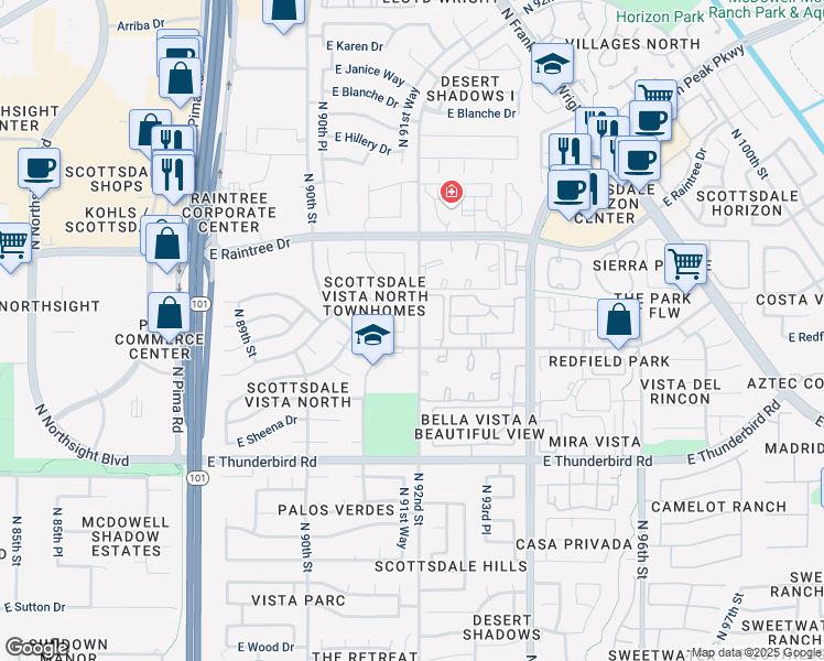map of restaurants, bars, coffee shops, grocery stores, and more near 9144 East Gelding Drive in Scottsdale