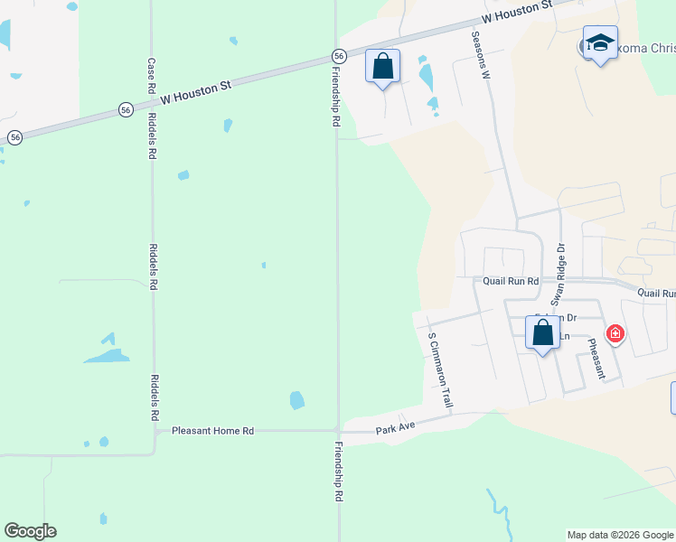 map of restaurants, bars, coffee shops, grocery stores, and more near Friendship Road in Sherman