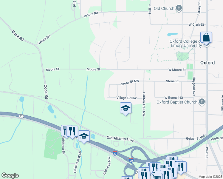 map of restaurants, bars, coffee shops, grocery stores, and more near 10276 Stone Street Northwest in Covington