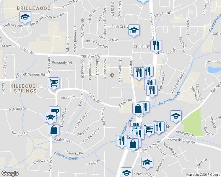 map of restaurants, bars, coffee shops, grocery stores, and more near 106 Nekoma Drive in Birmingham